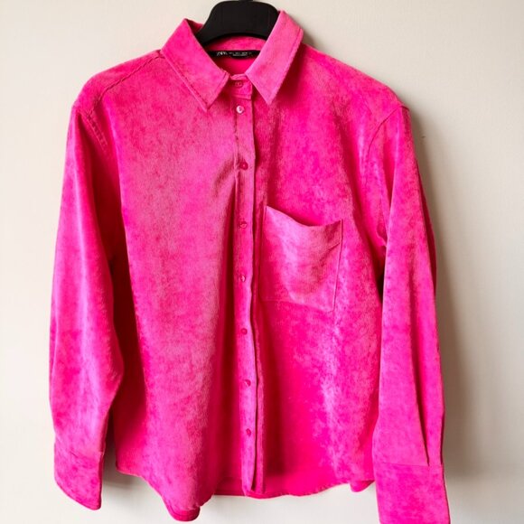 Zara Corduroy Long Sleeve Shirt Pink - Picture 1 of 5